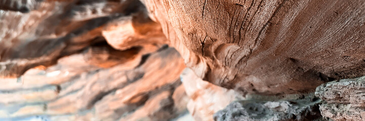 Close-up of natural sandstone rock texture in a desert area
