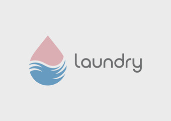 This logo features a stylized water droplet with wave elements, representing freshness and cleanliness, perfect for a laundry service or cleaning business branding.