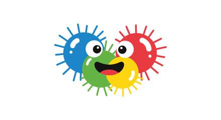 Cartoon Character Vector SVG Design with Colorful Smiling Circle Group in Flat Style