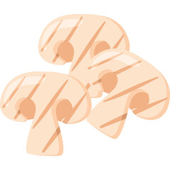 Grilled Mushroom Slices With Light Brown Stems And Orange Strips On A Transparent Background Isolated Healthy Food Ingredient For Cooking and Recipes