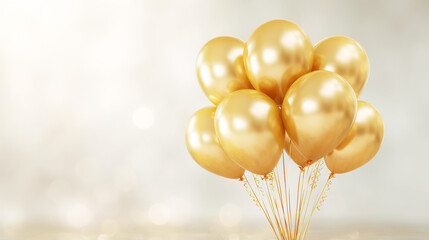 ゴールドバルーンがシンプルなお祝いイメージ
