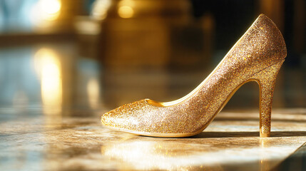 ゴールドのハイヒールパンプス
