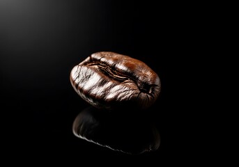 roasted coffee bean on black background