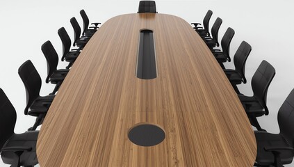 Boardroom table and chairs isolated on white with clipping path. (Please note that clipping path will be available in the largest file size purchase.)Similar images