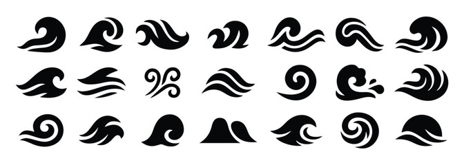 Abstract black and white shapes collection for design elements and decoration