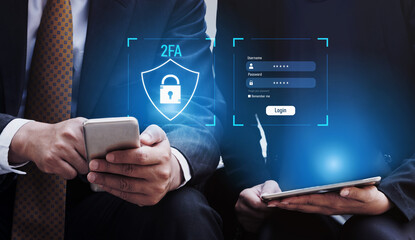 Two-factor authentication strengthens login system security. Adds protection, two-factor...