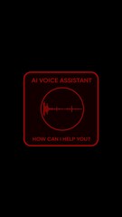 Red A I Voice Assistant Icon with Sound Wave and Question Graphic image