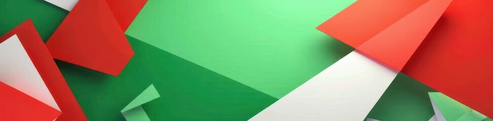 Abstract geometric shapes, red green white background, style, data, icon