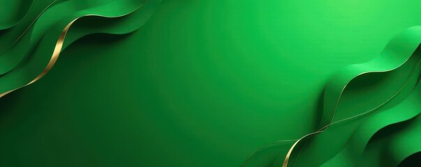Abstract green backdrop with elegant gold lines, vector art , lines, texture, border
