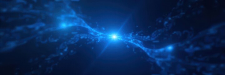 Bright blue light flares, abstract glowing rays over black , texture, photo, background