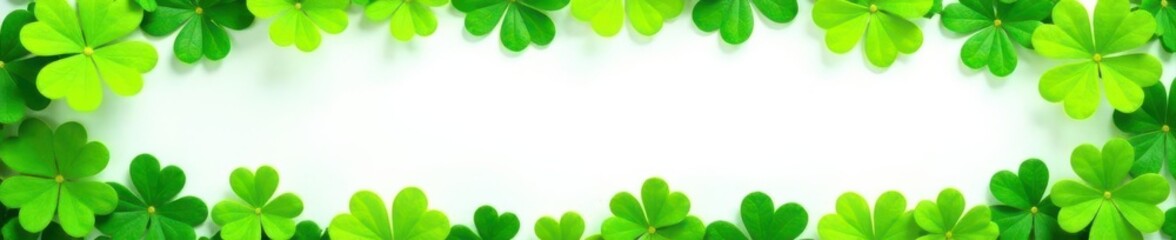 Four-leaf clover border, pristine white space within , print, card