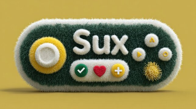 Fluffy Gaming Controller with Sux Text - Powered by Adobe