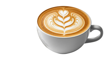 Indulge in the exquisite art of a perfectly crafted latte with beautiful rosetta latte art, offering a moment of pure caffeinated bliss and sophisticated enjoyment for any coffee lover.