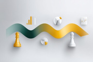 Clean vector illustration of strategic planning process with arrow showing progress and business icons