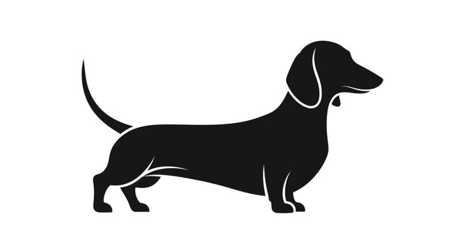 Stylized Modern Dachshund Silhouette Featuring Its Elongated Profile.svg