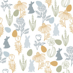 Easter egg seamless pattern. Pastel color, texture of holiday eggs. Simple abstract decorative template for Easter celebration. Stylized cute wallpaper with ornament, postcard, fabric. Seamless sketch