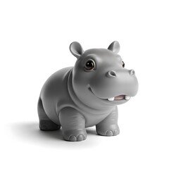 Adorable Gray Hippo Toy - A Charming Animal Figurine for Play and Display.