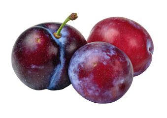 Obraz premium Three plums display deep reds and purples