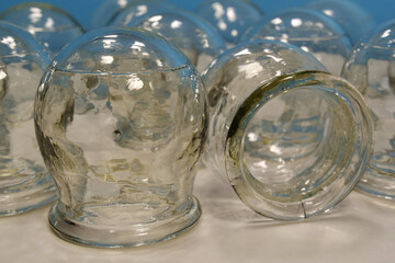 Glass medical cups for medical purposes, rehabilitation, increasing blood flow