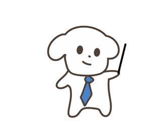 Serious Teacher Dog Character Explaining Presentation | Kawaii Classroom Illustration