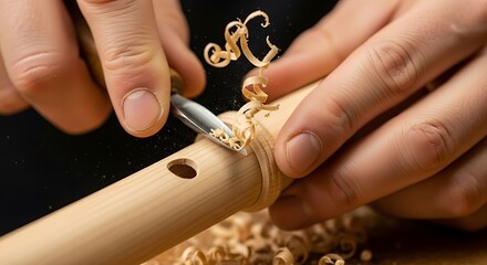 Crafting a Wooden Instrument with Precision and Delicate Artistry