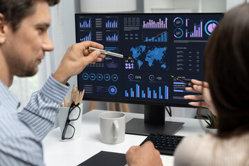 Business data dashboard provide business intelligence analytic for marketing strategy planning brisk with big data set to analyze customer demands and foreseeing business future