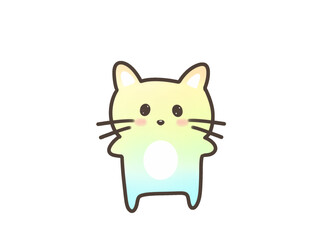 Cute Gradient Cat Character Illustration | Kawaii Colorful Kitty