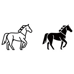 Horse icon isolated on white background, depicting equestrian sport and animal themes