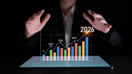 Business growth forecast highlights increasing trends new year 2026. Growth forecast data, growth forecast strategy, and growth forecast planning are key elements. Latch