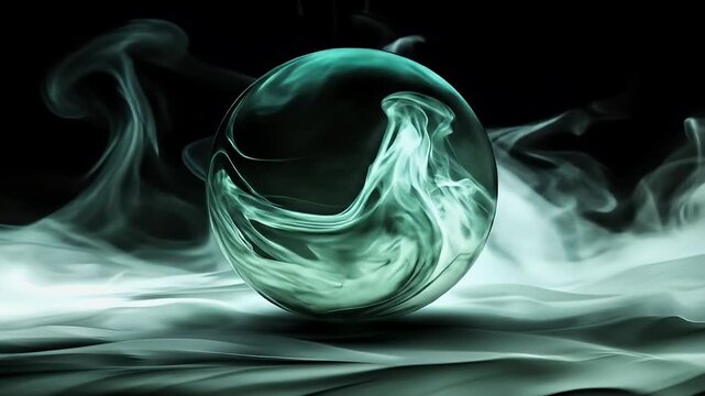 Ethereal Swirling Abstract Orb in Dark Space with Soft Smoke and Fluid Motion Effects