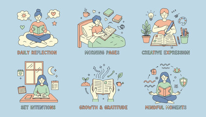 Six selfcare habits for personal growth reflection journaling intention setting creativity and mindfulness