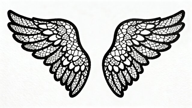 Intricate black lace wings design showcasing elegant patterns and delicate craftsmanship for creative art projects