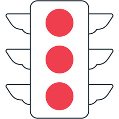 Red Traffic Light Signal Showing Stop Indication with Clean Outline and Transparent Background