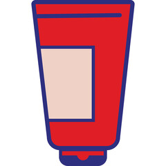 Red Tube With Light Pink Label And Blue Outline Isolated On Transparent Background Simple Graphic Design