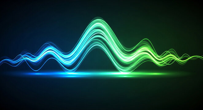 Digital sound wave energy spectrum glowing background