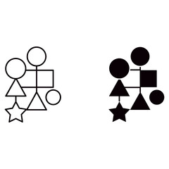 Obraz premium Geometric shapes in outline and solid black, isolated on white background