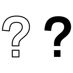 Two question marks, one with an outline and one filled isolated on white background