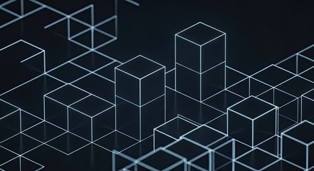 Modern abstract cube formation in sleek dark space evokes innovation and futuristic design, perfect for tech startups or cutting-edge creative projects