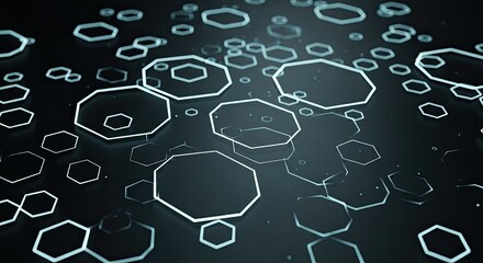 Stunning abstract geometric pattern with glowing shapes on a sleek dark surface ideal for technology backgrounds or modern design projects, creating a futuristic atmosphere