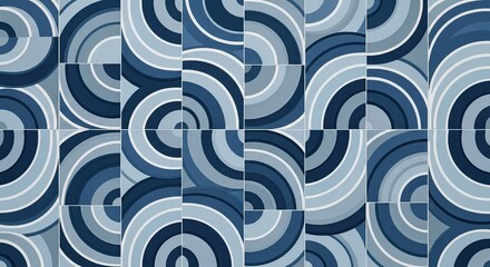 Modern blue tiles in a stylish curved pattern create a sophisticated and contemporary design, perfect for bathrooms, kitchens, and home decor projects