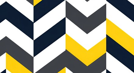 Modern chevron pattern background with navy, gray, white and yellow for interior design projects, branding, or vibrant presentations and eye-catching backdrops