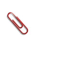 Obraz premium Vibrant Red Paperclip on a Clean White Background Representing Office Supplies and Organizational Tools for Business and Education