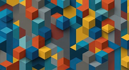 Dynamic colorful geometric cubes create a visually appealing modern background for professional presentations and contemporary designs, perfect for innovative projects