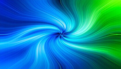 Swirling vortex of blue and green hues, radiating from a central point, creating a dynamic abstract design.