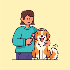 Happy Dog Grooming Session with Owner