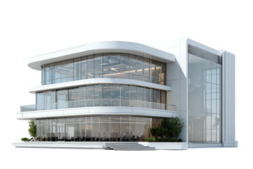 Modern white building with curved glass fa?ade