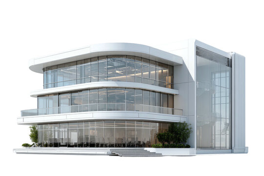 Modern white building with curved glass fa?ade - Powered by Adobe