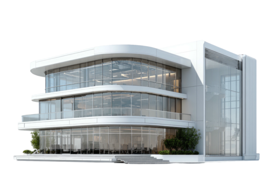 Modern white building with curved glass fa?ade