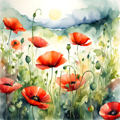 Obraz premium Watercolor Poppies