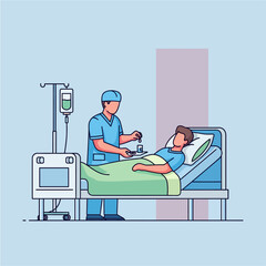 Healthcare Worker Provides Treatment and Medication to Patient